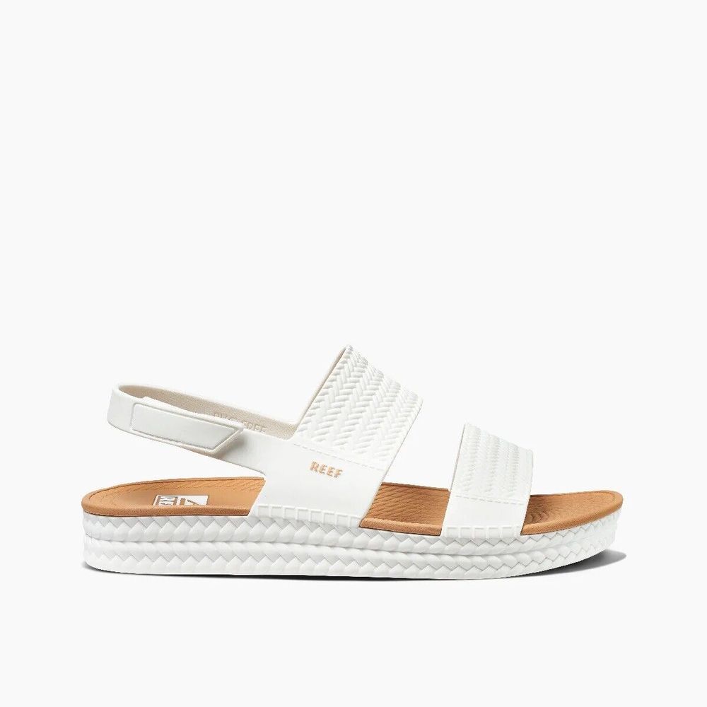 Reef Sandals Women 9 Water Vista White Tan Slip On Strap Outdoor Beach Flip Flop - Picture 2 of 5